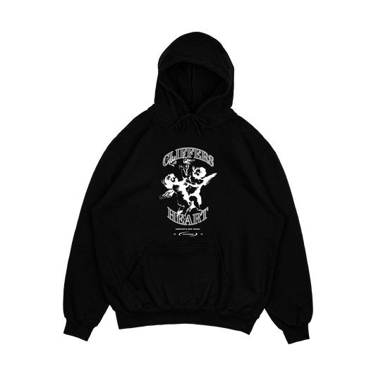 "A Cliffers Heart (White)" - CliffSide Premium Black Hoodie