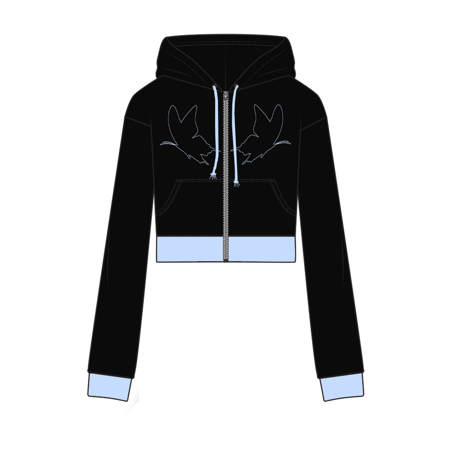 "QueenFly (Blue)" - CliffSide Black Zip-Up Hoodie