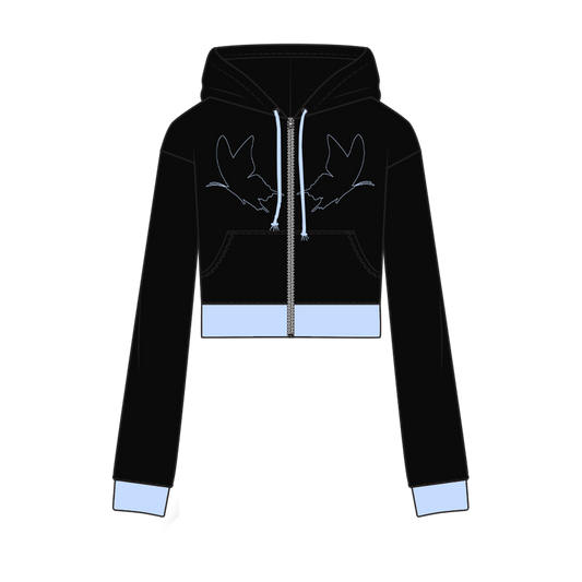 "QueenFly (Blue)" - CliffSide Black Zip-Up Hoodie