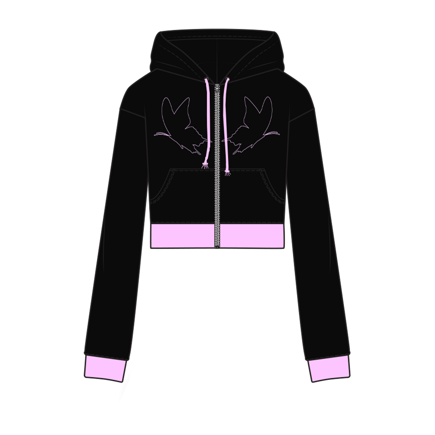 "QueenFly (Pink)" - CliffSide Black Zip-Up Hoodie