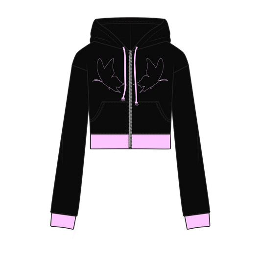 "QueenFly (Pink)" - CliffSide Black Zip-Up Hoodie